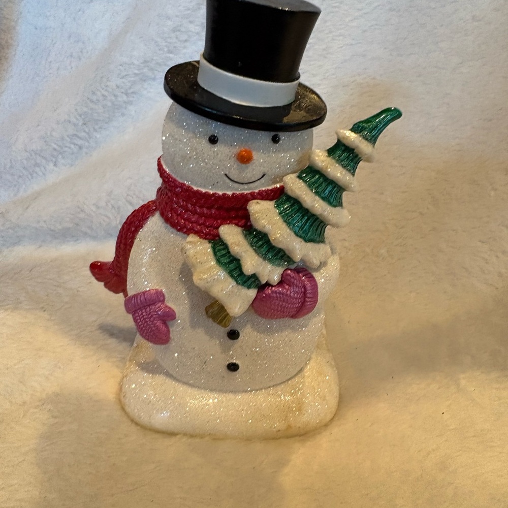 Bath and Body Works foam soap holder Snowman with Red Scarf and Green Tree